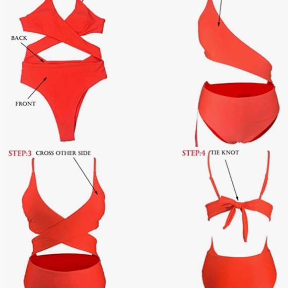 Women's Sexy Criss Cross High Waisted Cut Out One Piece Monokini Swimsuit - Picture 6 of 7